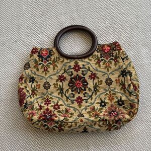 Forever by Fossil Medium Beaded Floral Tapestry Bag